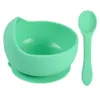 Ensembles d'alimentation pour nourrissons Bol en silicone pour tout-petit Ensemble de cuillères Ustensiles Gel de silice pour bébé Bols à ventouse antidérapants solides Cuillères Nouveau-né Étanche Bave Manger Vaisselle