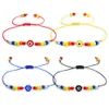 Lien Chaîne De Mode Perles De Rocaille Mauvais Oeil Bleu Corde Chaîne Bracelet À La Main Tissé Cristal Verre Bracelets Pour Femmes Hommes Couple Friendsh Dhovk