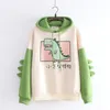 Women's Hoodies Sweatshirts Cartoon Dinosaur Oversized Hoodie Women Fashion Sweatshirt Casual Print Korean Style Thicken Sweatshirt 220919