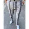 Men's Pants Men's Fashion Spring Atutumn Stripe Patchwork Business Casual Slim Fit Full Length Male Trousers Clothing