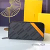 Women Wallets Long Zipper Wallet Hand Purse Interior Zip Pocket Genuine Leather Letters Card Slot High Quality Wallets 19cm Multiple Colors