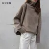 Women's Sweaters WYWM Turtle Neck Cashmere Sweater Women Korean Style Loose Warm Knitted Pullover Winter Outwear Lazy Oaf Female Jumpers 220916