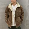 Männer Leder Faux Männer Winter Jacke Cord Plus Lamm Wolle Mantel Warm Dicken Amerikanischen Stil Casual Große Größe Outwear 220916