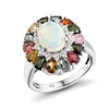 Solitaire Ring GZ Zongfa عالية الجودة الطبيعية Opal Tourmaline GEM 925 Sterling Silver Custom Wedding Rings المجوهرات النساء 220916