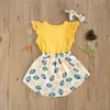 Ensembles de vêtements été 0-18M bébé fille vêtements 2 pièces ensemble ananas fraise imprimé dentelle évasée à manches courtes robe-style body avec bandeau