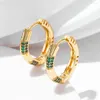 Hoop Earrings ESSFF Gold Color Hanging Earringsfor Female Women Fashion High Quality Piercing Green Crystal Cubic Zirconia Round Hoops