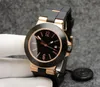 Automatisk mekanisk BG Sapphire Glass Black Dial Rose Gold Case 44m MENS Titta på gummibelad logotyp BEZEL LUMINOIN BLÅ RUBBER REP