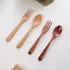 2 stks/set houten lepel houten vork servies sets servies voorgerechten theelepel bestek set servies set sn4697