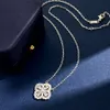 Классические латунные 18-каратные позолоченные ожерелья-подвески с бриллиантами и цветами Четыре листа клевера Женские серьги-гвоздики на удачу Дизайнерские украшения Vc--04