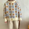 Пуловер девочки цветочные вязаные свитера Осенние малыши кардиганы в трикотаж хлопковая одежда детская детская одежда для куртки вершины 220919