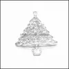 Ciondoli 50 pezzi Ciondolo albero di Natale di grandi dimensioni Ciondolo con ciondoli per il giorno del matrimonio in colore bronzo antico Sier 62X48Mm C3 Consegna a goccia 2021 Ebreo Dhjvo