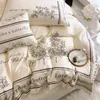 Наборы постельных принадлежностей 1000TC египетская хлопковая винтажная французская девушка набор цветочной вышивкой стеганое одеяло/одеяло для крышки для кровати.