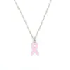 Wholesale Simple Pendant Necklace Breast Cancer Awareness Jewelry Yellow Ribbon Pink Ribbon Necklaces For Women