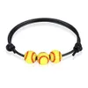 Basketball Football Rugby Baseball Pendants Tennis Charm Bracelets for Men Women Handmade Adjustable Leather Rope Ball Sports Wristband RRE14290