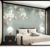 Fonds d'écran personnalisé grand papier peint mural style chinois bambou magnolia oiseau TV fond mur Yashe Orchid