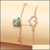 Anklets Bohemian Farterfly Anklets For Woman Vintage Handmade Crystal Heart Bowknot Tassel Anklet Ankel Leg Foot Armband Jewelry 2PC DHXHB