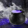 Party Decoration Halloween Mist Maker Witch Cauldron Fog with 12 Color Changing LED Light Water Fountain Pond Horror 220919