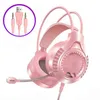 Casques Ordinateur Écouteurs Microphone Lumineux Usb Gaming Casque Pc Gamer Fille Stéréo Musique Suppression Du Bruit Filaire Sur-Ear Casque T220919