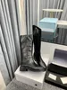 Designer Women Boots Knitted Stretch Ankle Knee High Boot Fashion Leather Cowskin Martin Winter Black Booties Size 35-40