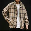 Men's Jackets Japanese Fashion Woolen Plaid Jacket Men's Spring and Autumn Casual Tide Brand Lapel Windbreaker Jacket Plus Size Clothes T220914
