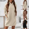 Casual Dresses Woman Sweatshirt Hoodies Autumn Winter Sweatshirts Warm Long Sleeve Solid Color Hooded Longsleeved Hoody 220919