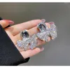 Stud￶rh￤ngen 2022 Brand Crystal Bowknot f￶r kvinnor Charms smycken Rhinestone Statement Earring Bridal BRINCOS Wedding Bijoux