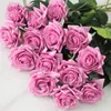 Fiori decorativi 15 Pz/lotto Rosa Artificiale di Alta Qualità Decor Latex Real Touch Wedding Bouquet Da Sposa Decorazione Della Casa Falso