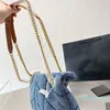 Designer -Women Envelope Chains Crossbody Shoulder Bags LOU Washed denim Handbags Canvas Cowboy Handbag purse Fashion letters