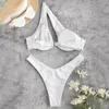 Maillots de bain pour femmes été 2022 dames Sexy une épaule Bikini mode plage en forme de V ensemble couleur fendue