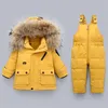 Abrigo hacia abajo 2 piezas de ropa Juego de niños Invierno Down Chaqueta Baby Girl Clotsuit Jobsuit para niños espesos de abrigo cálido Averbas