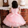 Vestidos de niña, vestido rosa informal de verano, disfraz hecho a mano, ropa sin mangas para niños, ropa de fiesta de princesa, ropa de flores, Vestidos de boda