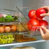 주방 저장 냉장고 주최자 빈 소다는 냉장고 냉동실 컨테이너 캐비닛을위한 음료 투명 홀더를 분배 할 수 있습니다.