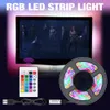 USB светодиодная полоска светильника RGB DC 5V SMD2835 Гибкая лента FITA TV Light 50 см 1 м 2 м 3 м 4 м 5м лента лента RGBW Дистанционное управление неоновым