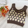 Pullover Kids Girls Knitted Sweaters Floral Print Sleeveless Vest Arrival Children Spring Autumn Clothes Red Brown Black Vest 220919