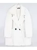 Fourrure pour femme Faux Lautaro Hiver Chaud Blanc Manteau Femmes À Manches Longues Revers Double Boutonnage De Luxe Élégant Moelleux Faux Lapin Blazers 220919