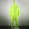 Męskie ścieżki neonowe zielone styl moda tracksuit solidny 2 sztuki z Hoodyloose Swearpants swobodny sport