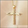 Pendanthalsband Christian Prayer Angle Wing Cross Necklace 18K Gold Plated Zircon f￶r Girls C3 Drop Delivery 2021 Smycken Halsband Dhltd