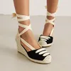 Dress Shoes EAGSITY Espadrilles Wedges Sandals Bohemia Ankle Strap High Heel Court Pumps