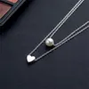 Simple Mode Amour Coeur Perle Collier Multi Couche Or Argent Femmes Sautoirs Chaîne Lady Bijoux De Mariage En Gros Prix