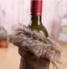 غطاء نبيذ جديد مع قوس منقوش زجاجة زجاجة يفضل الملابس زغب النبيذ الإبداعي الأزياء عيد الميلاد الديكور RRB15534