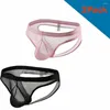 Sous-vêtements 2pcs / set sexy hommes sous-vêtements maille slips bikini respirant taille basse dos nu mâle gay homme culotte résille maillots de bain