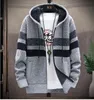 Inverno Caldo pile spesso maglione lavorato a maglia da uomo Giacca da uomo Trench Coat Casual lavorato a maglia con cappuccio Cardigan Zip Peluche Color Block pluz taglia Abbigliamento manica lunga outwear