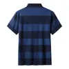 Herrpolos 8xl 7xl 6xl Summer randig skjorta m￤n bekv￤m andningsbar homme casual mens skjortor med fickor camisa maskulina