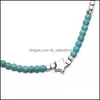 Anklets Bohemian Turquoises Anklet med stj￤rna vintage justerbart v￤vt reparmband p￥ benp￤rlade ankel boho smycken c3 droppleverans dhelm