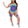 Gymkl￤der Kvinnor Sportdr￤kt Tie Dye Tops Kort kostymer Ladies Summer Sport Yoga Tv￥ bit Causal Sportswear Fitness Outfits Set