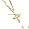 Pendentif Colliers Hommes En Acier Inoxydable Croix Pendentif Collier Or Chandail Chaîne De Mode Hip Hop Colliers Bijoux C3 Drop Livraison 2 Dhgs0