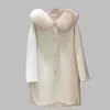 Capispalla in lana da donna Streetwear Collo in pelliccia sciolto Cappotto lungo in lana da donna Tinta unita Personalità moderna Dolce ragazza Cappotti Donna