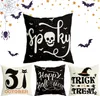 Décorations d'Halloween Housses de coussin 18 x 18 Fournitures de fête intérieure et extérieure Décoration de ferme Jeter Web Chat Crâne Fantôme Housse de coussin décorative 919