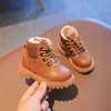 Boots Girls Fashion Autumn Winter Cotton Padded Shoes Little Boys Short Beige Brown Black Color 220919