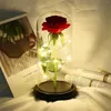 Dekorativa blommor romantik artificiales blommor rose led lampdekoration i glas täcker kupol skönhet valentiner dag 2022 heminredning för